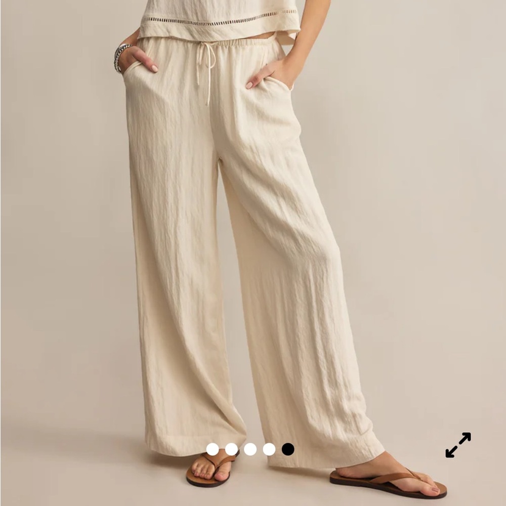Women's Cream Wide-Leg Pants